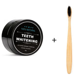 1 oz Organic Coconut Charcoal Teeth Whitening Powder -  Bamboo Teeth Whitening Kit with Toothbrush for Oral Hygiene